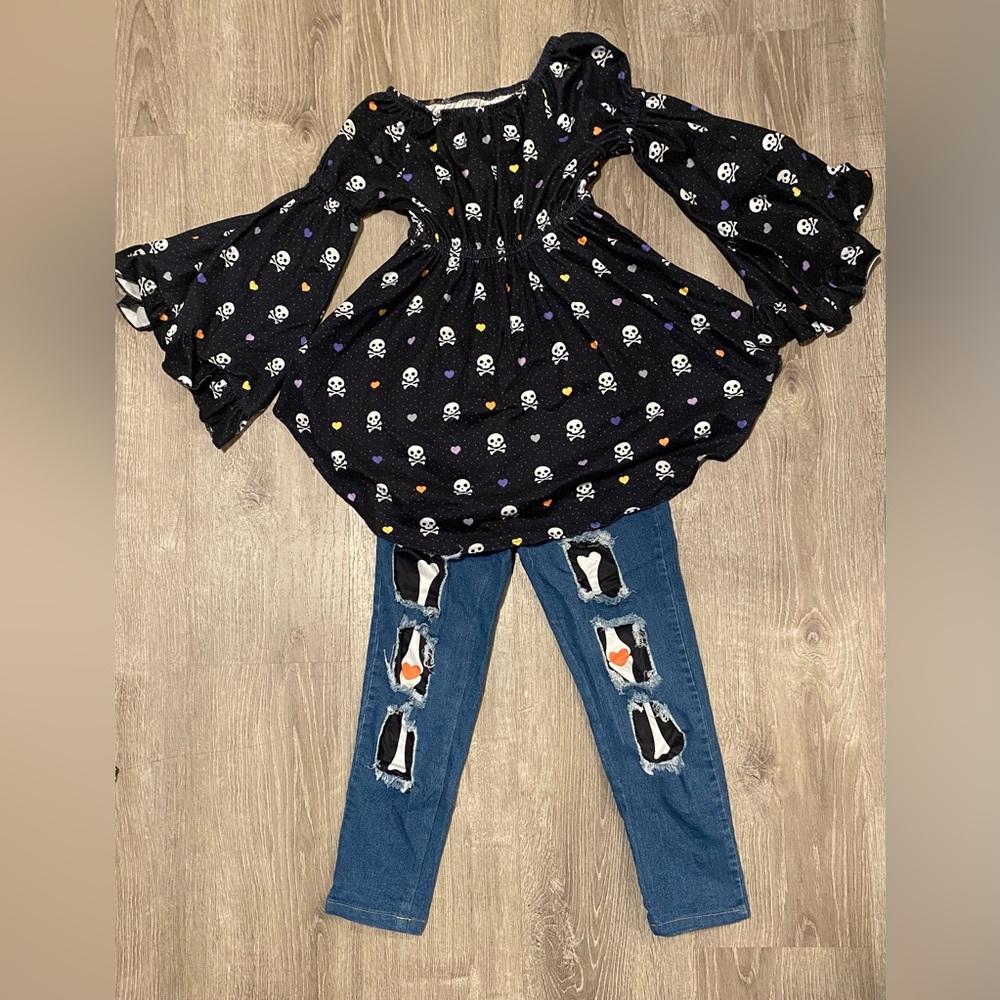 Skull Print Bell sleeves matching set